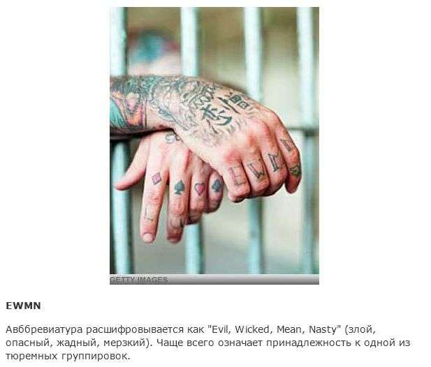 Розшифровка значень тюремних тату за кордоном (15 фото)