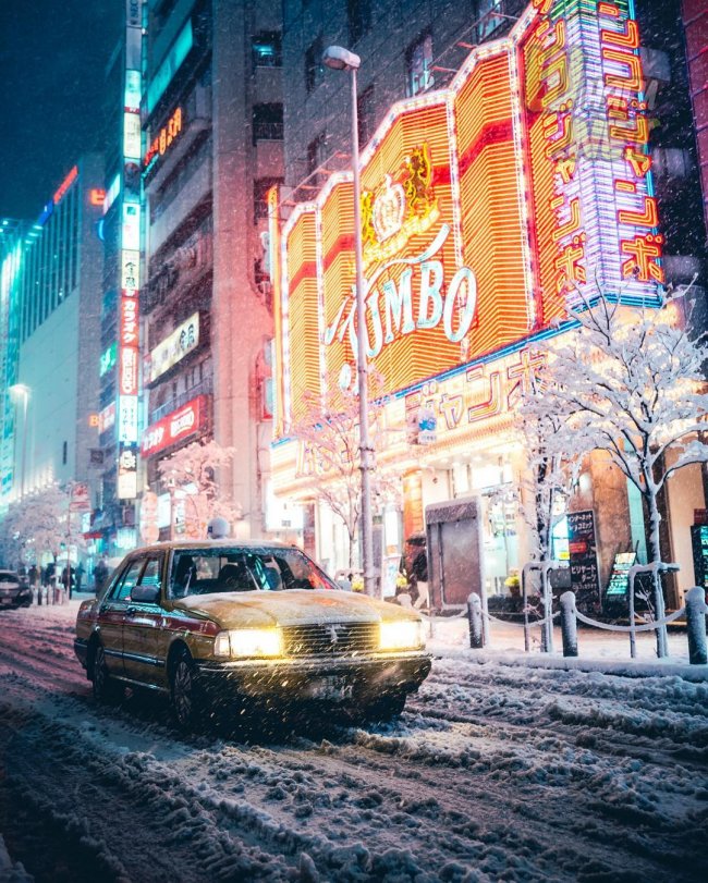 Яркий и снежный Токио, Япония токио, япония